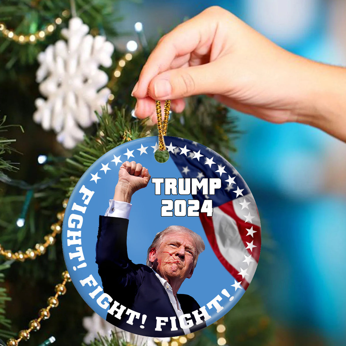 Trump 2024 Fight Fight Fight Ceramic Ornament HA75 63214