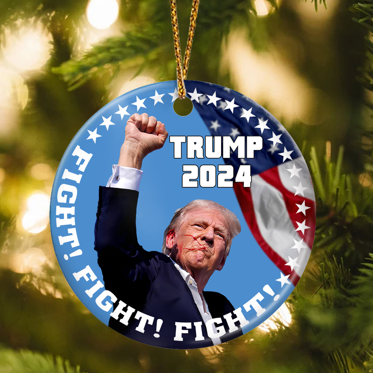 Trump 2024 Fight Fight Fight Ceramic Ornament HA75 63214