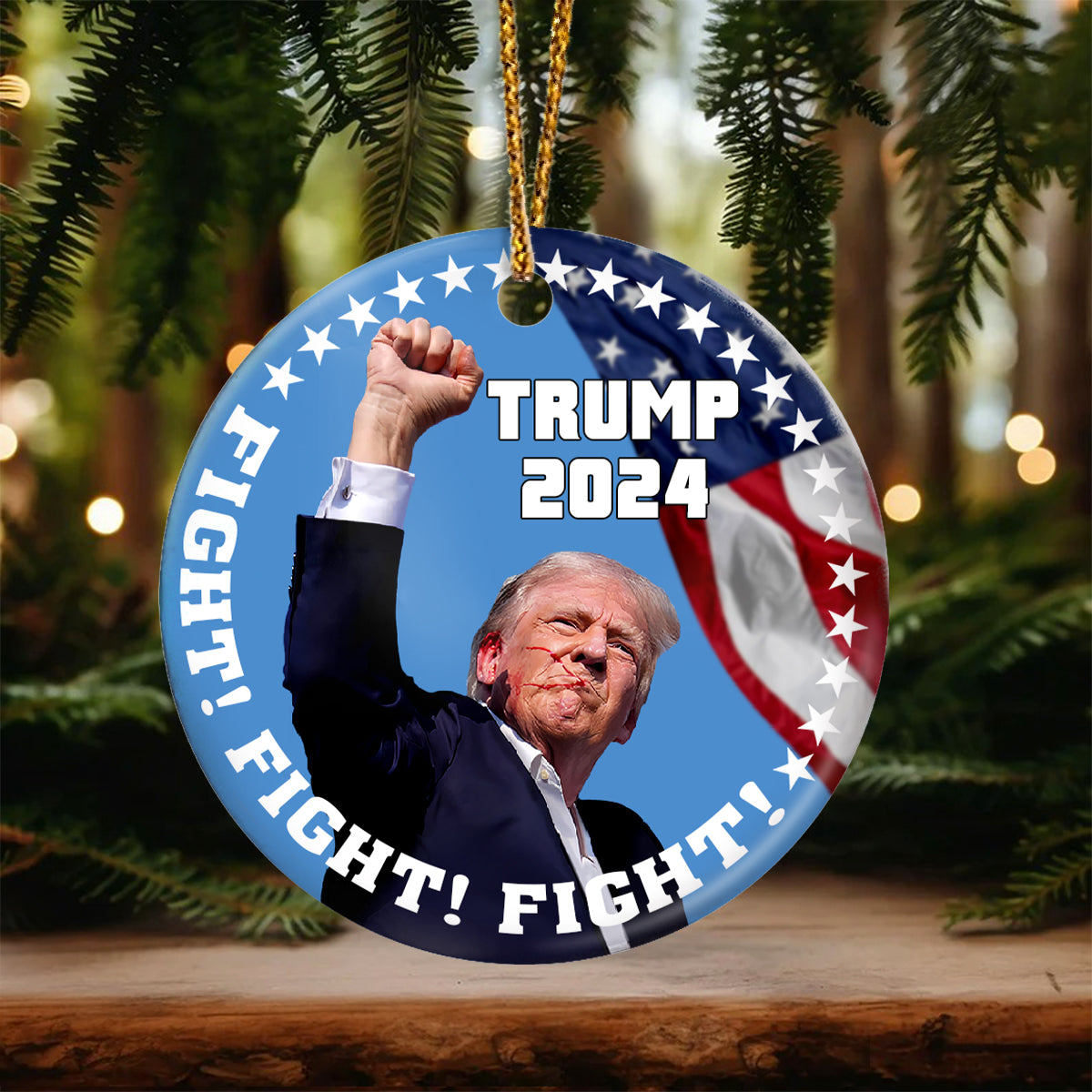 Trump 2024 Fight Fight Fight Ceramic Ornament HA75 63214