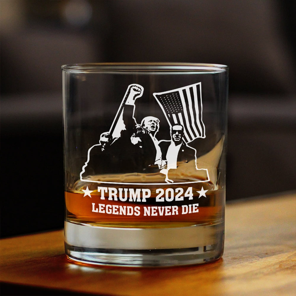 Trump 2024 For President Legends Never Die Rock Glass HO82 63244