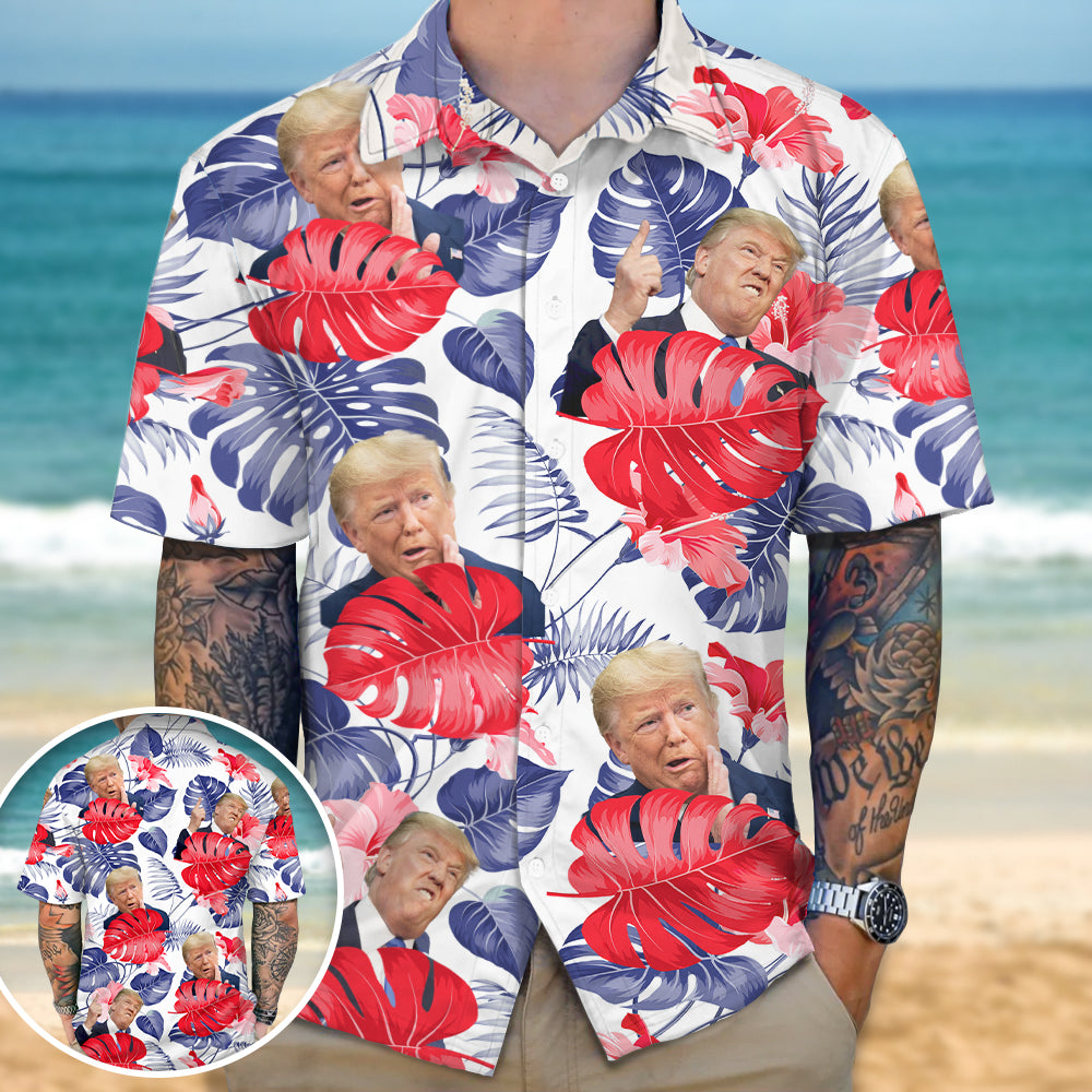 Custom Photo Trump Face Hawaiian Shirt TA29 62495